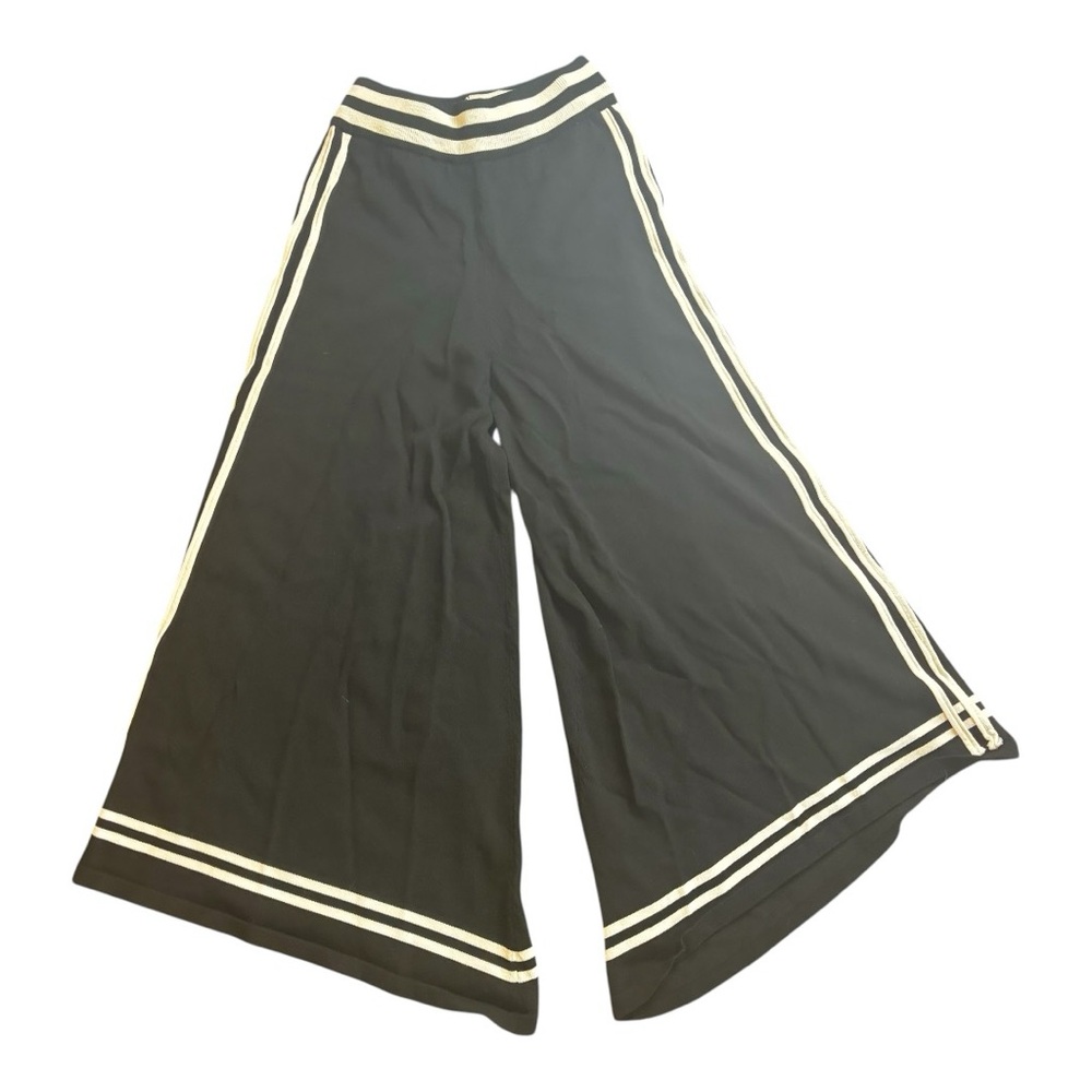 Black Wide-Leg Pants with White Stripes